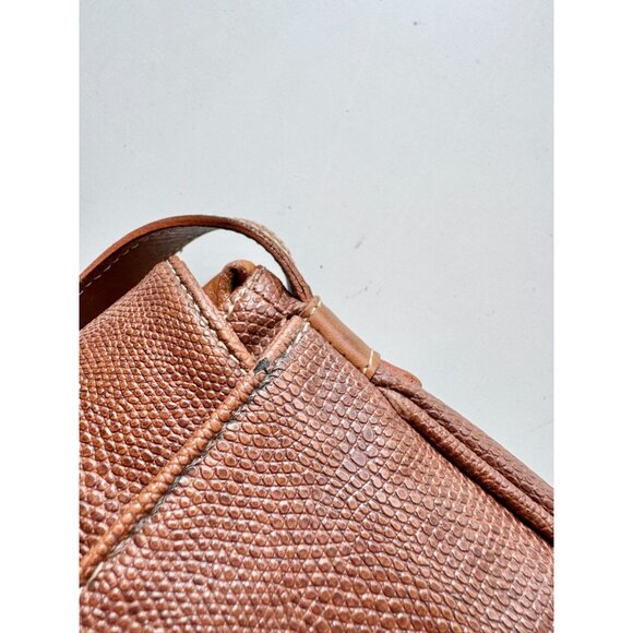 Vintage COURREGES Brown Lizard Embossed Leather Crossbody Bag Purse - Picture 10 of 16